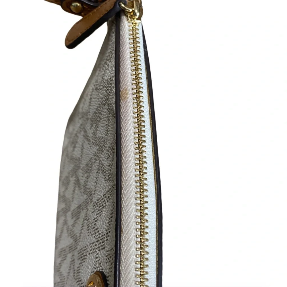 Michael Kors Fulton White MK Signature Monogram Wristlet Wallet Clutch